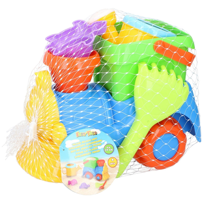 Eddy Toys – Smėlio dėžės žaislų rinkinys 8 vnt. Traukinys