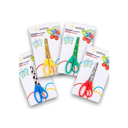 Topwrite – 13 cm žirklės su gyvūnų raštu (žalios)