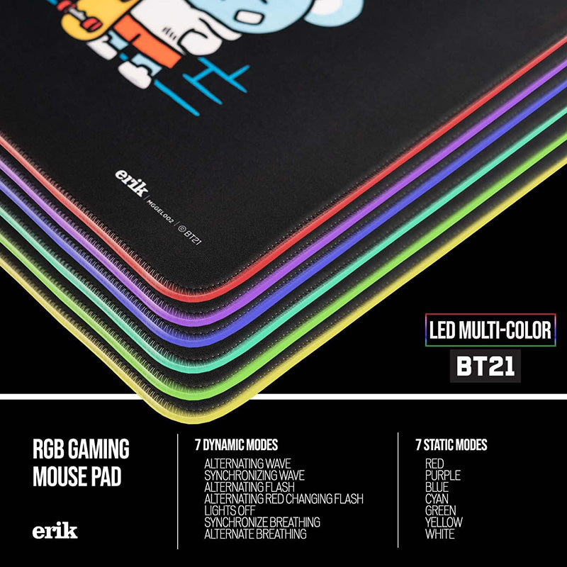 BT21 – XXL žaidimų/stalo kilimėlis su LED apšvietimu (90 x 40 cm)