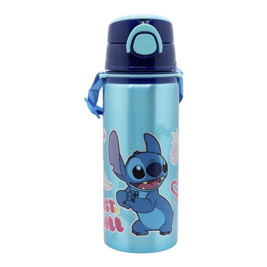 Disney Stitch - Aliuminio vandens butelis su šiaudeliu ir dirželiu 730 ml