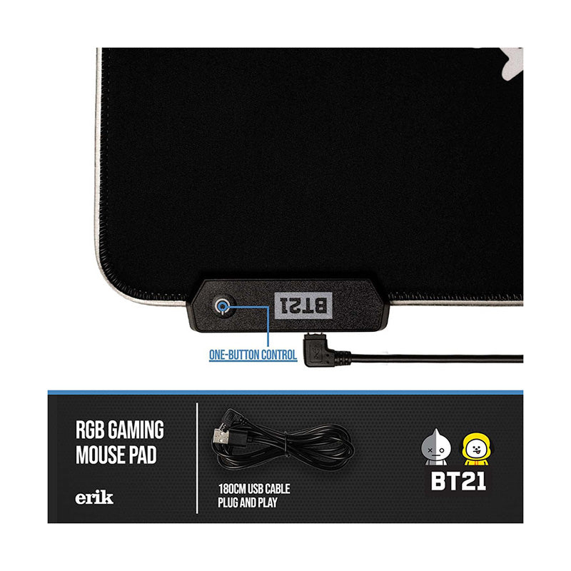 BT21 – XXL žaidimų/stalo kilimėlis su LED apšvietimu (90 x 40 cm)