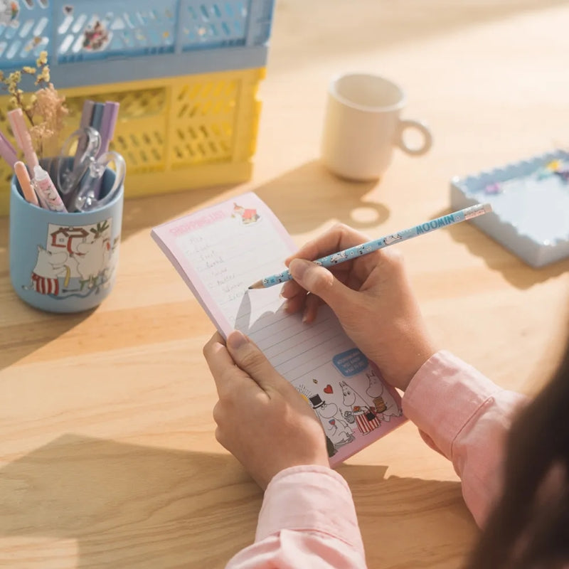 Muminai - Magnetinis užrašų / prekių sąrašas šaldytuvui + pieštukas (10 x 21 cm)