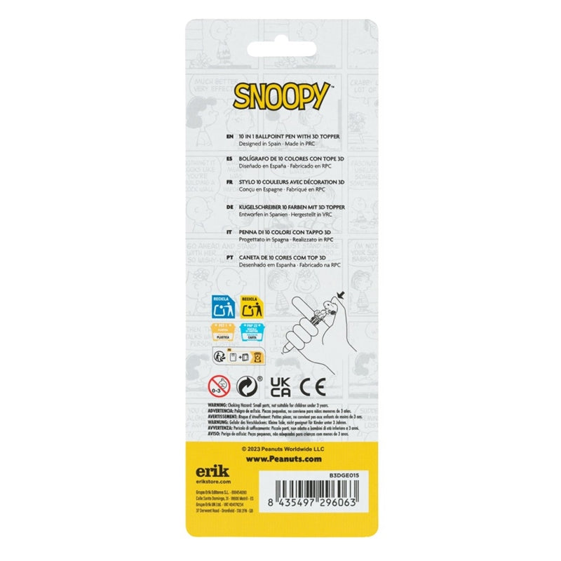 Snoopy – 10 spalvų automatinis tušinukas su 3D figūrėle iš „Lazy Days“ kolekcijos