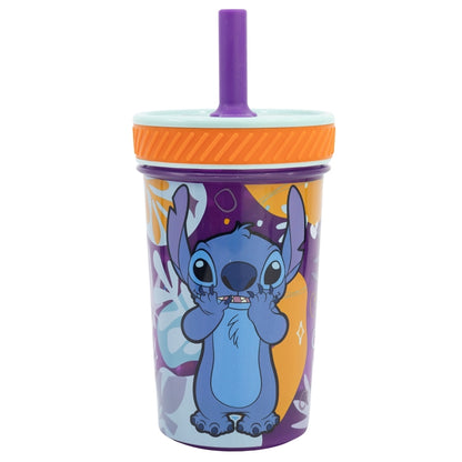 Disney Stitch – Dropsafe nepralaidus puodelis su silikoniniu šiaudeliu iš Aloha kolekcijos, 370 ml