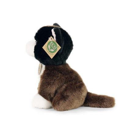 Rappa - Pliušinė realistinė sėdinti trispalvė katė, 18 cm, ekologiška