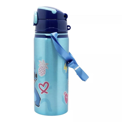 Disney Stitch - Aliuminio vandens butelis su šiaudeliu ir dirželiu 730 ml