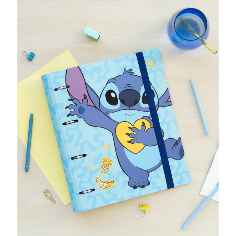 Disney Stitch – A4 segtuvas iš tropinės kolekcijos (4 žiedai, elastinė juosta)