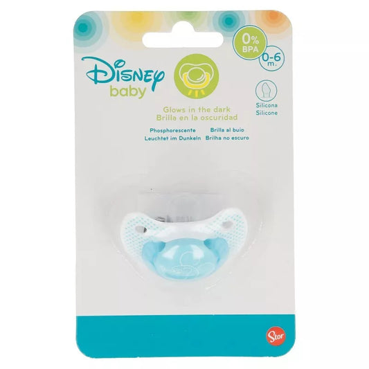 Peliukas Mikis - anatomiškai pritaikytas silikoninis čiulptukas 0 - 6 mėn. (šviečiantis tamsoje) (mėlynas)