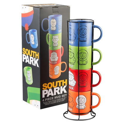 South Park - Rinkinys iš 4 keramikinių puodelių su stovu 300 ml