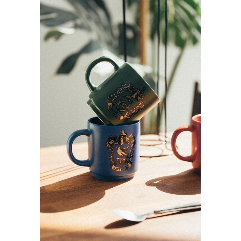 Hario Poteris - Keraminių puodelių rinkinys su stovu, 4 vnt. 300ml. Hogvartso namai