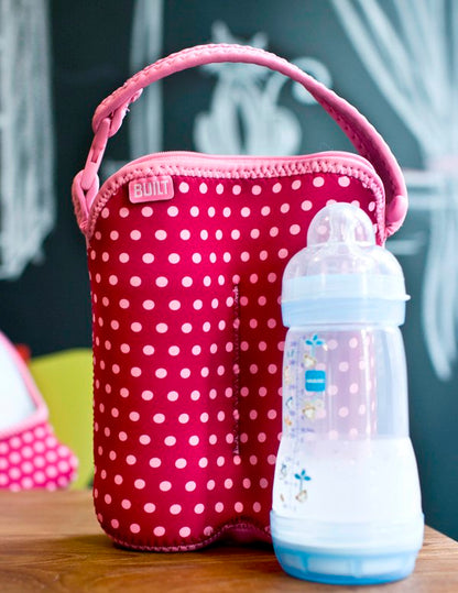 BUILT dviejų butelių nešyklė su laikikliu (švelniai rožiniai mini taškeliai)