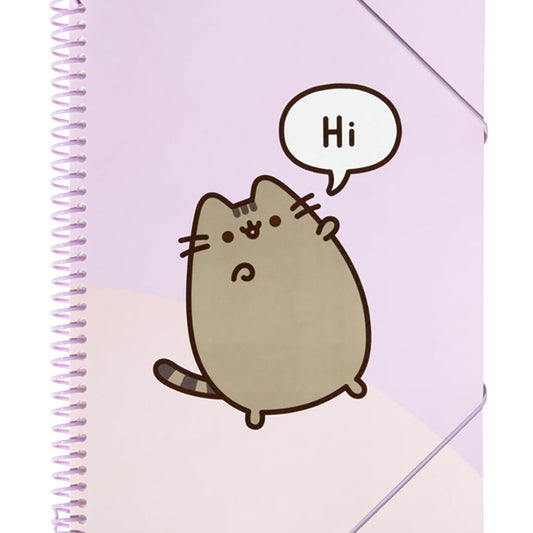 Pusheen - A4 segtuvas su gumine juosta + 30 permatomų įmaučių