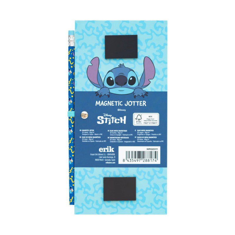Disney Stitch – Magnetinis bloknotas / pirkinių sąrašas ant šaldytuvo + pieštukas iš "Tropical" kolekcijos (10 x 21 cm)