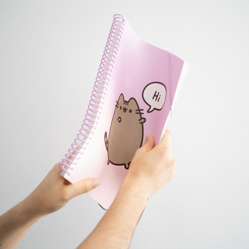 Pusheen - A4 segtuvas su gumine juosta + 30 permatomų įmaučių