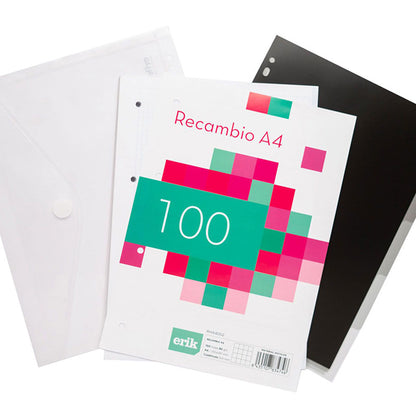 Hario Poteris – A4 formato kortelių segtuvas (4 žiedai, elastinė juosta)