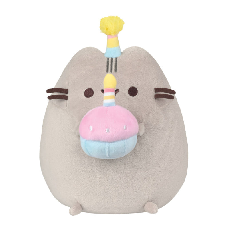 Pusheen - Pliušinis talismanas su gimtadienio kepuraite ir tortu 24 cm