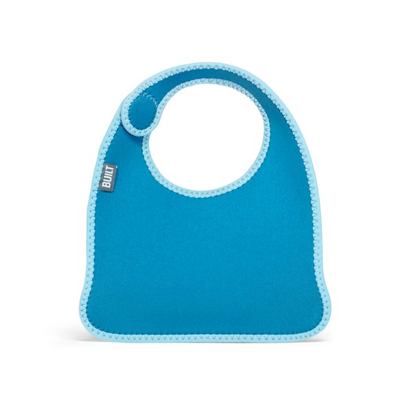 BUILT Mess Mate 2 vnt. seilinėlių rinkinys kūdikiams (mėlyna "Dribble Dots")