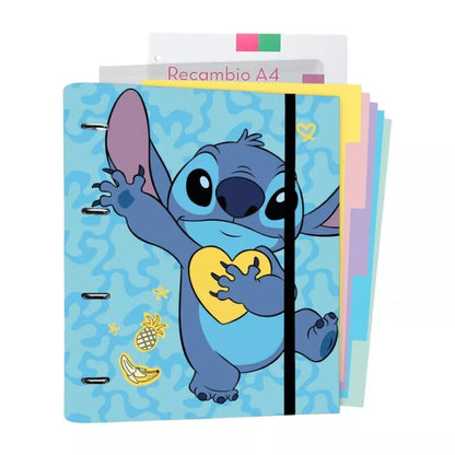 Disney Stitch – A4 formato segtuvas su lapais iš tropikų kolekcijos (4 žiedai, guminė juosta)