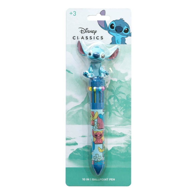 Disney Stitch - 10 spalvų mechaninis rašiklis su 3D figūrėle